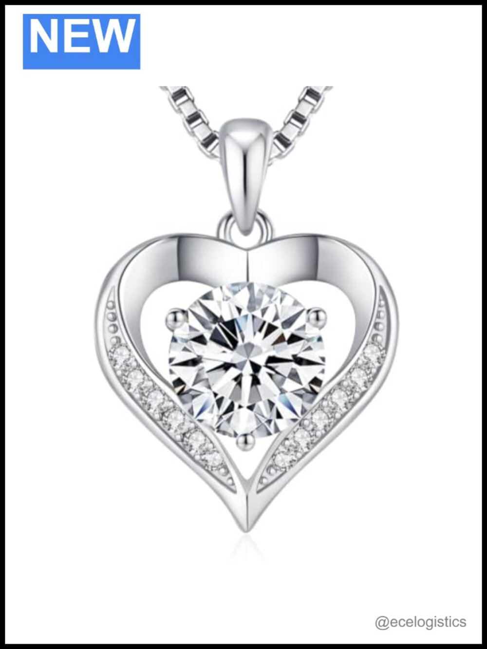 Moissanite Heart Necklace 925 Sterling Silver 1 Carat Pendant I LOVE YOU